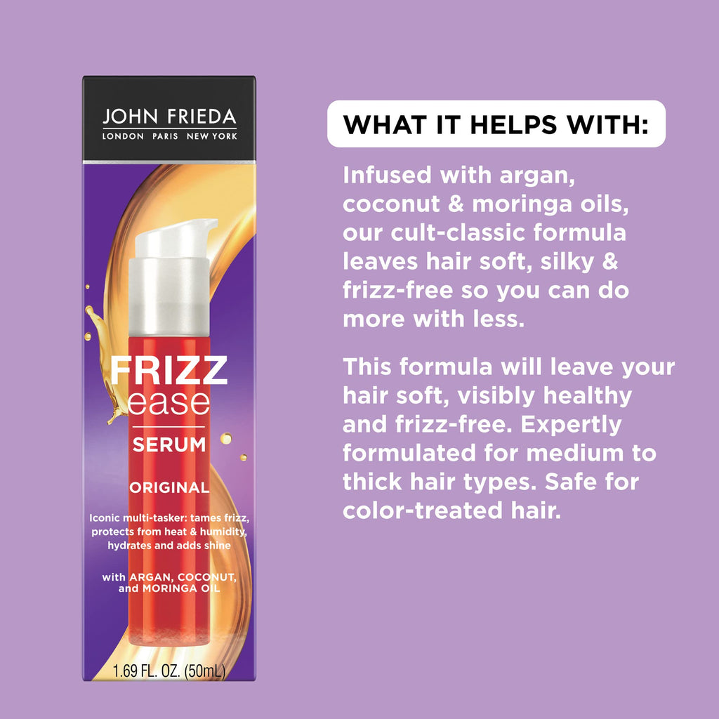 John Frieda Frizz Ease Original Hair Serum – Frizz, Heat & Humidity Protection + Shine (1.69 oz, Pack of 2)