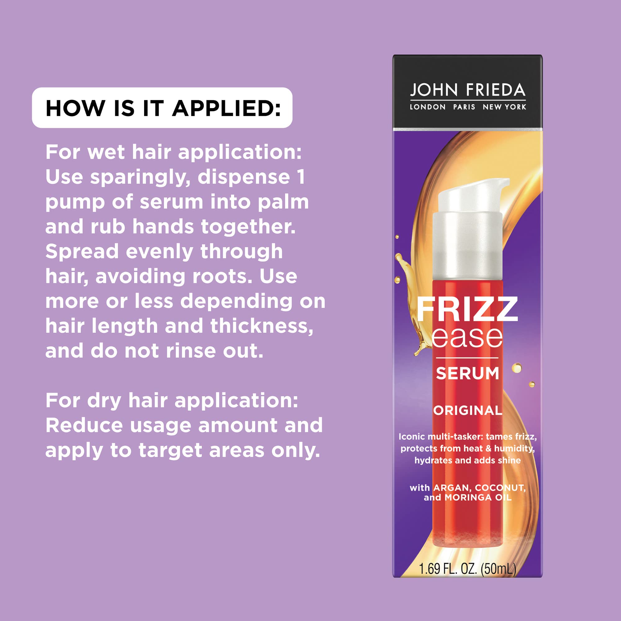John Frieda Frizz Ease Original Hair Serum – Frizz, Heat & Humidity Protection + Shine (1.69 oz, Pack of 2)