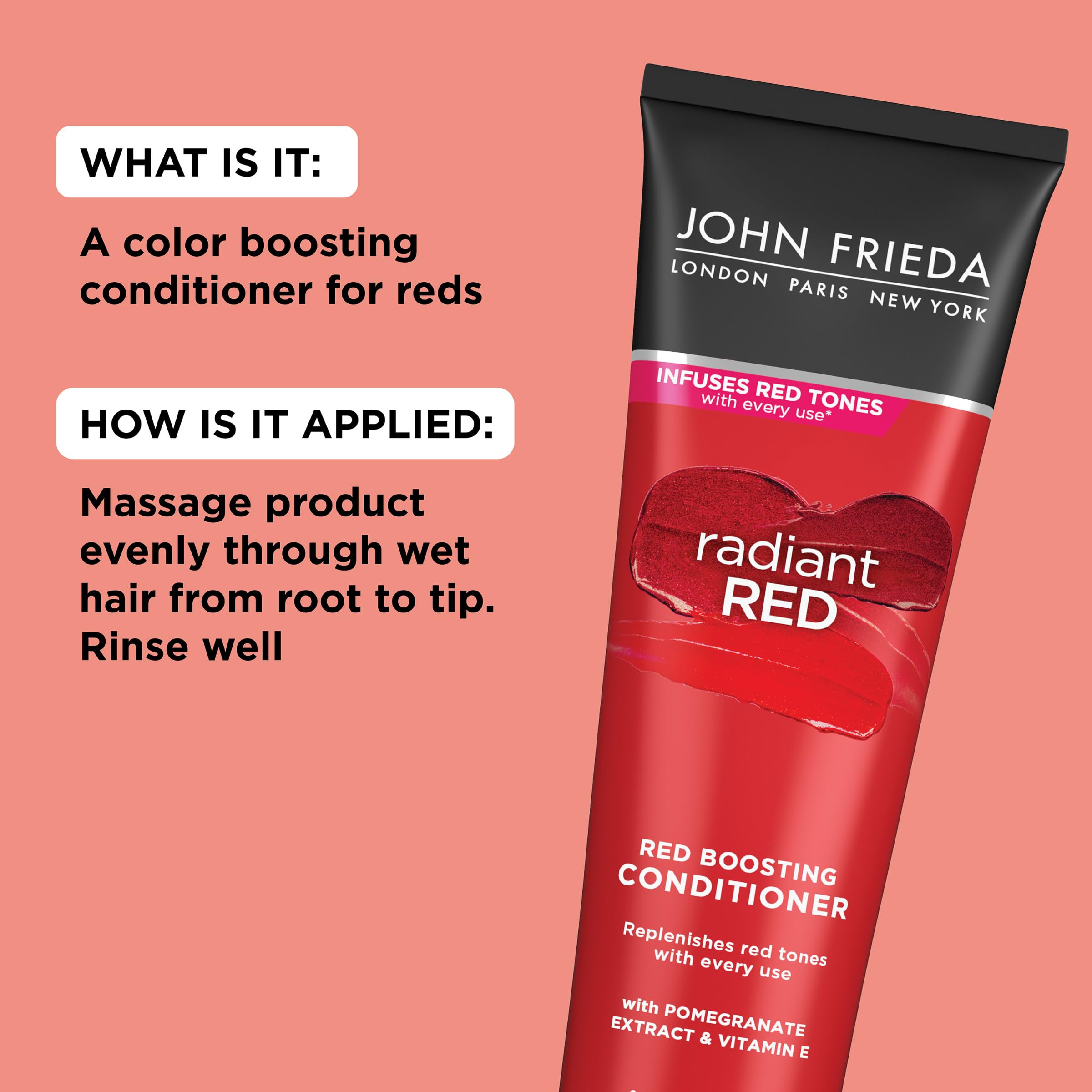 John Frieda Radiant Red Color-Boosting Conditioner — Hydrates and Enhances Red Tones (8.3 oz, Pack of 2)