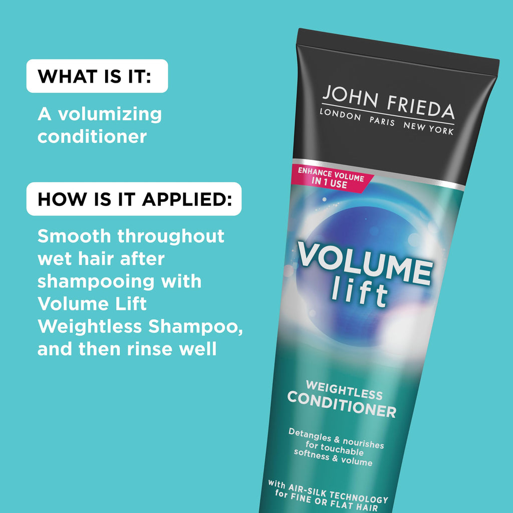 John Frieda Volume Lift Weightless Conditioner – Air-Silk Volume, Color-Safe, 8.45 oz (Pack of 2)
