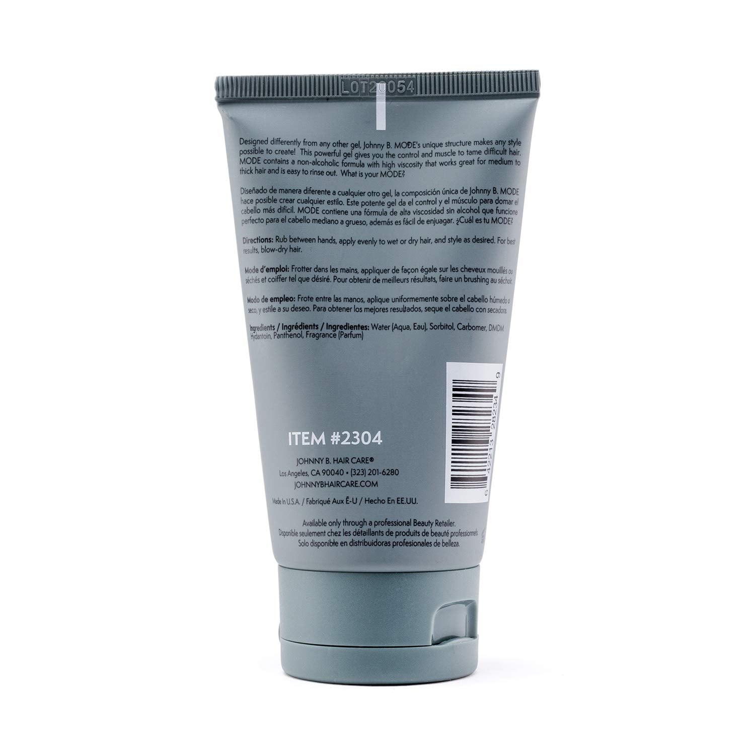 JOHNNY B. Mode Professional Hair Styling Gel 3.3 oz – High Viscosity, Alcohol-Free