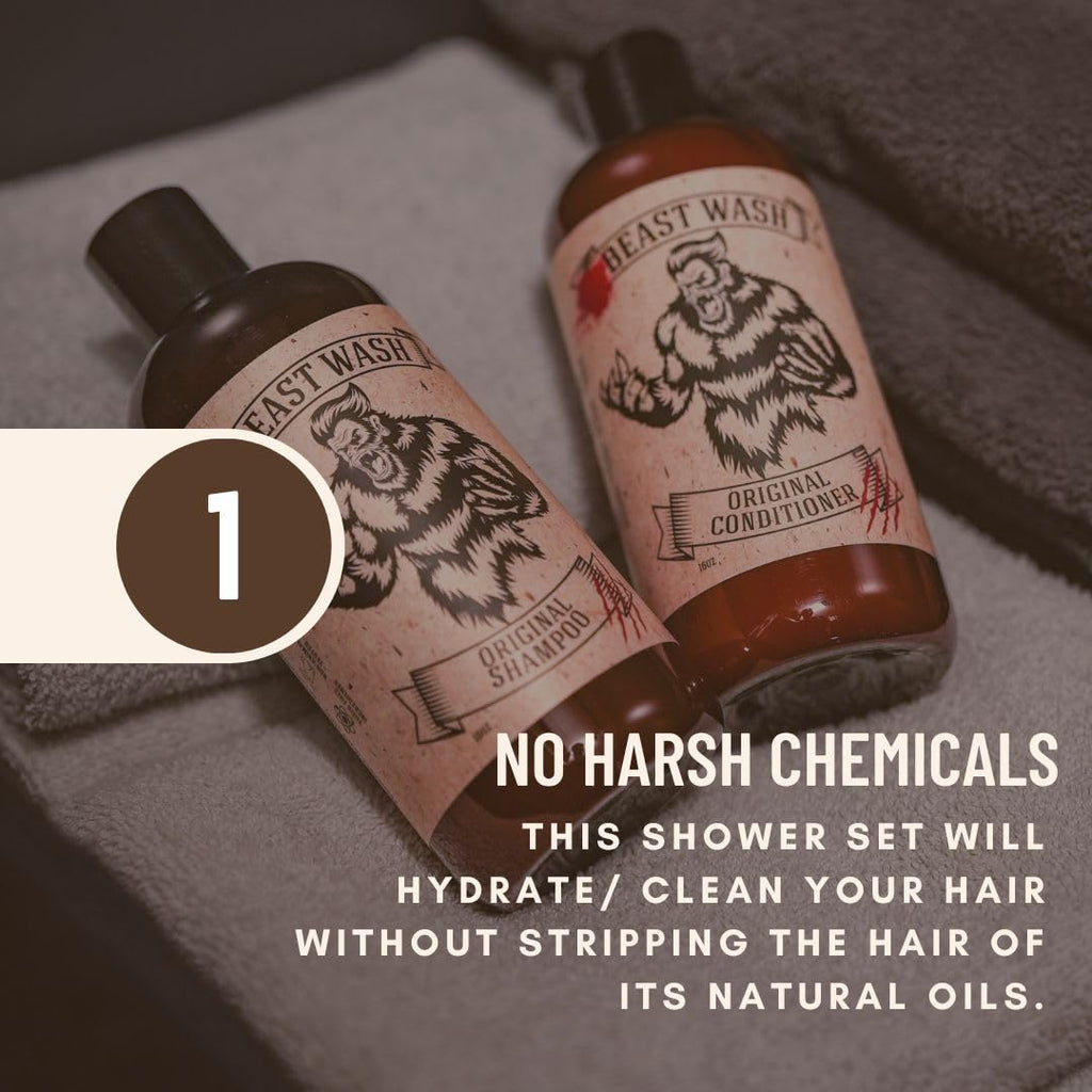 Johnny Slicks Beast Shower Set – Organic Shampoo, Body Wash & Conditioner | Original Scent