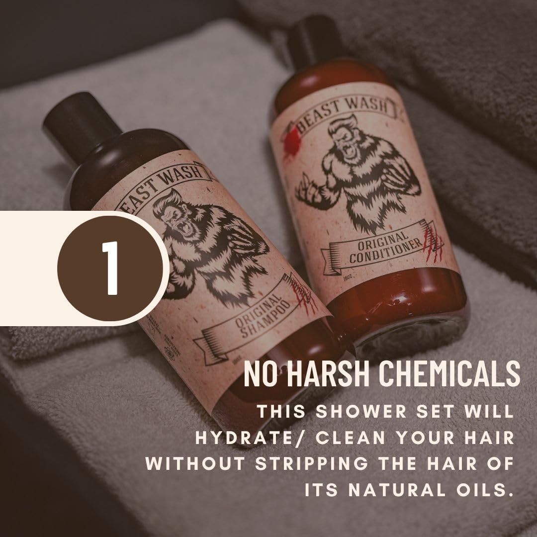 Johnny Slicks Beast Shower Set – Organic Shampoo, Body Wash & Conditioner | Original Scent