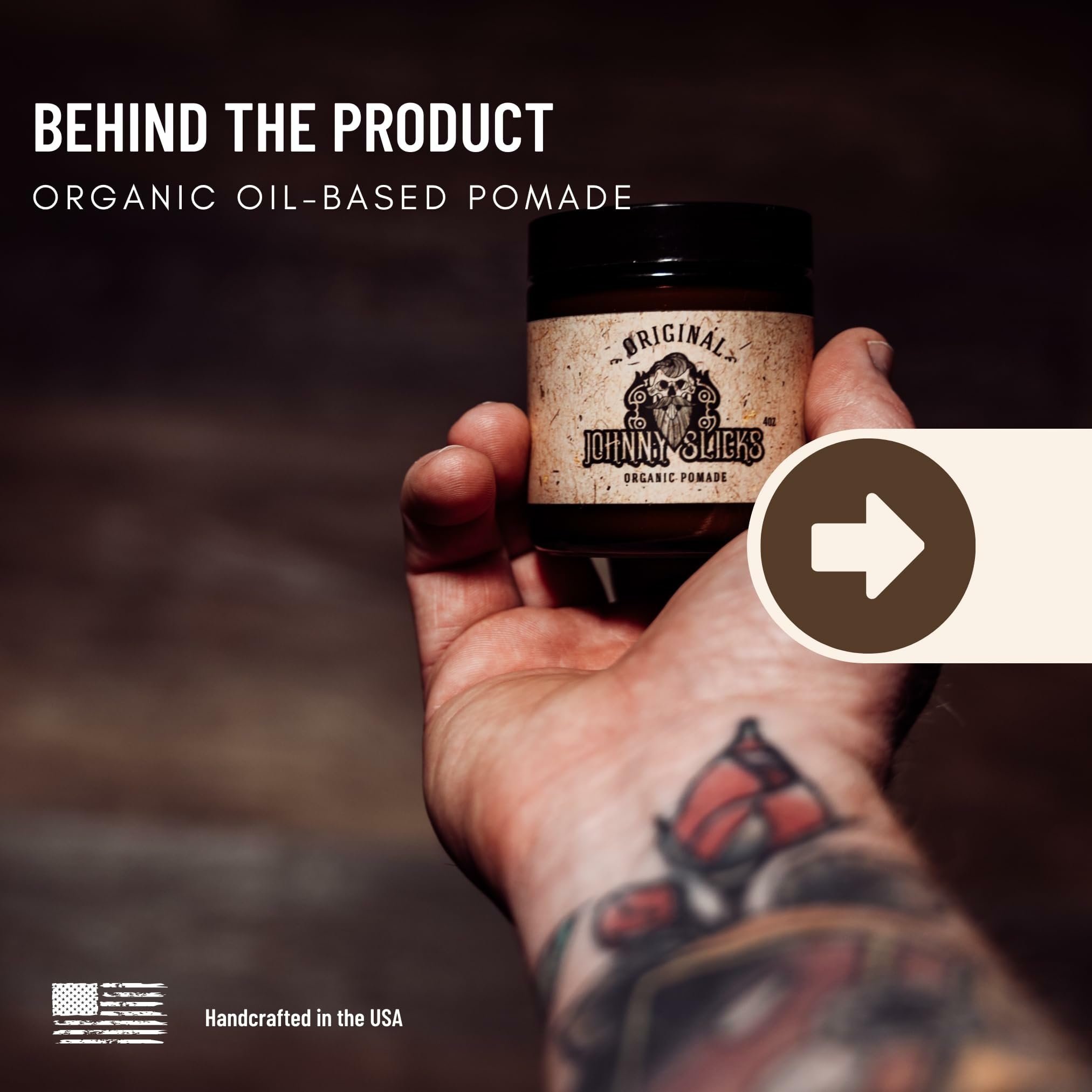 Johnny Slicks Oil Based Pomade — Organic Men’s Styling (USA Made, Low–Medium Hold)