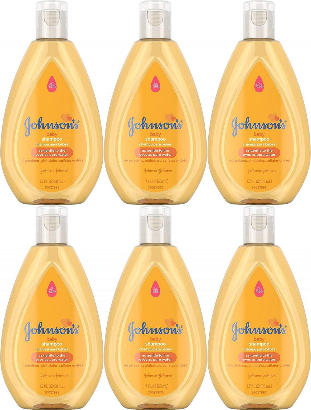 Johnson's Baby Shampoo Travel Size – 6 x 1.7 oz Bottles | Gentle, Tear-Free Cleansing