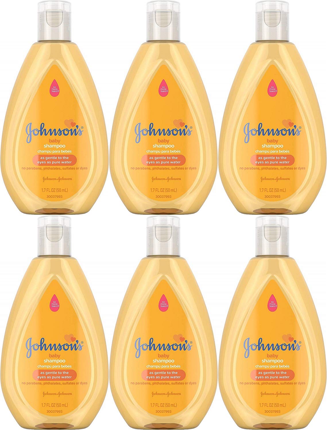 Johnson's Baby Shampoo Travel Size – 6 x 1.7 oz Bottles | Gentle, Tear-Free Cleansing