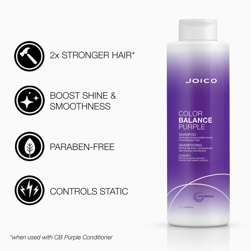 Joico Color Balance Purple Shampoo & Conditioner Set – Eliminate Brassy Tones for Cool Blonde or Gray Hair