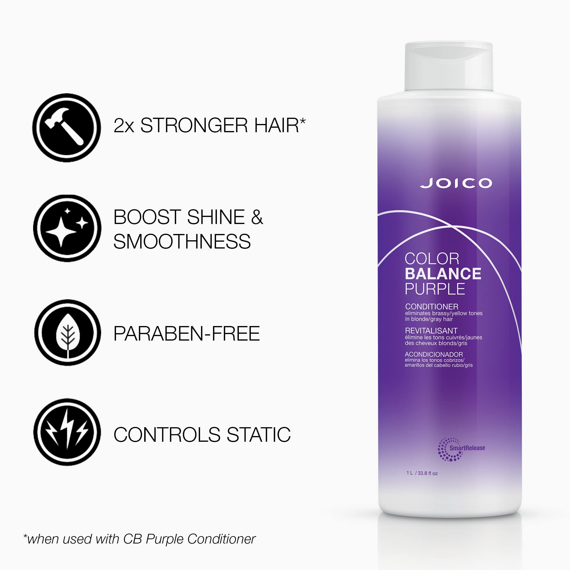 Joico Color Balance Purple Shampoo & Conditioner Set – Eliminate Brassy Tones for Cool Blonde or Gray Hair