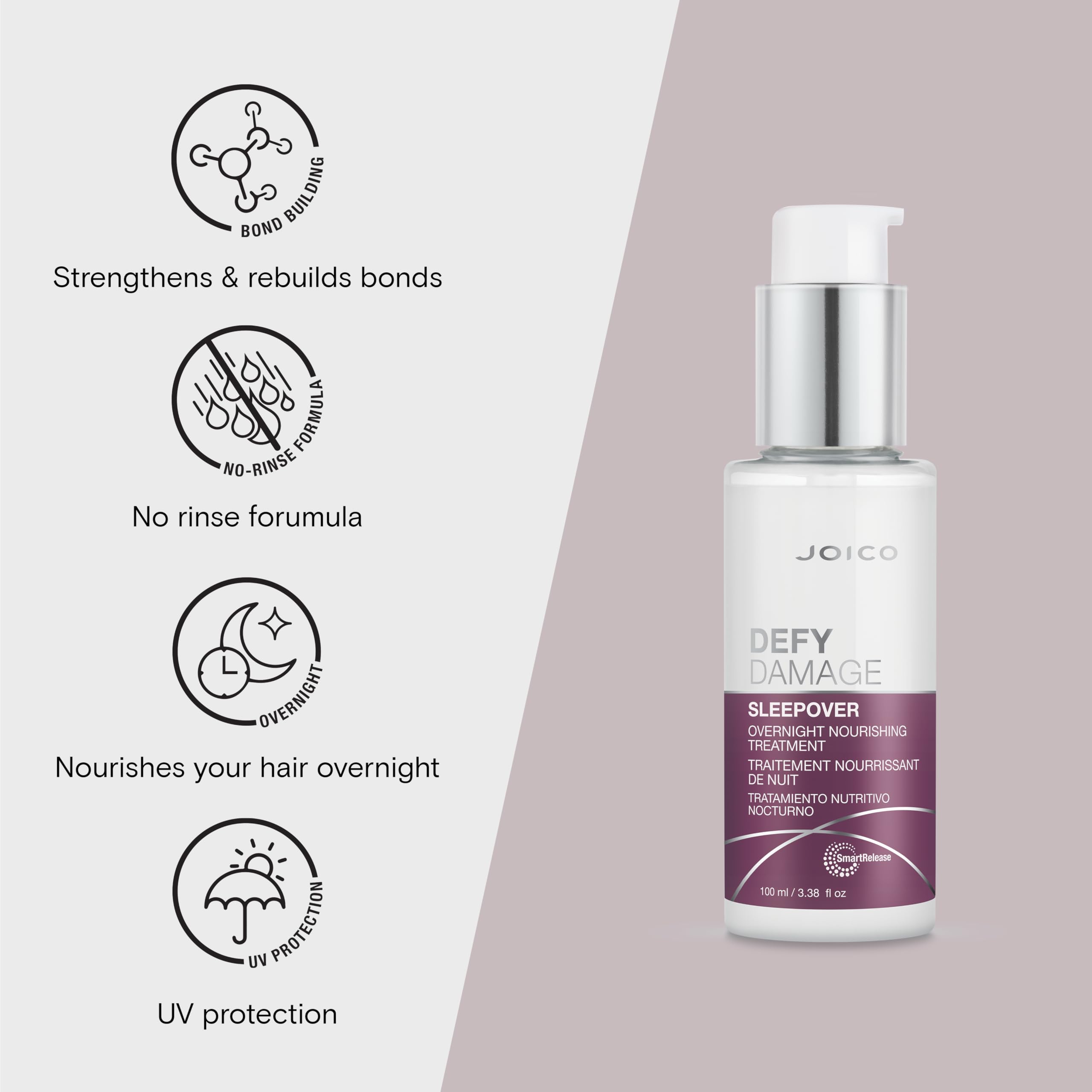Joico Defy Damage Sleepover – Overnight Nourishing No-Rinse Bond Strength (2 Pack)