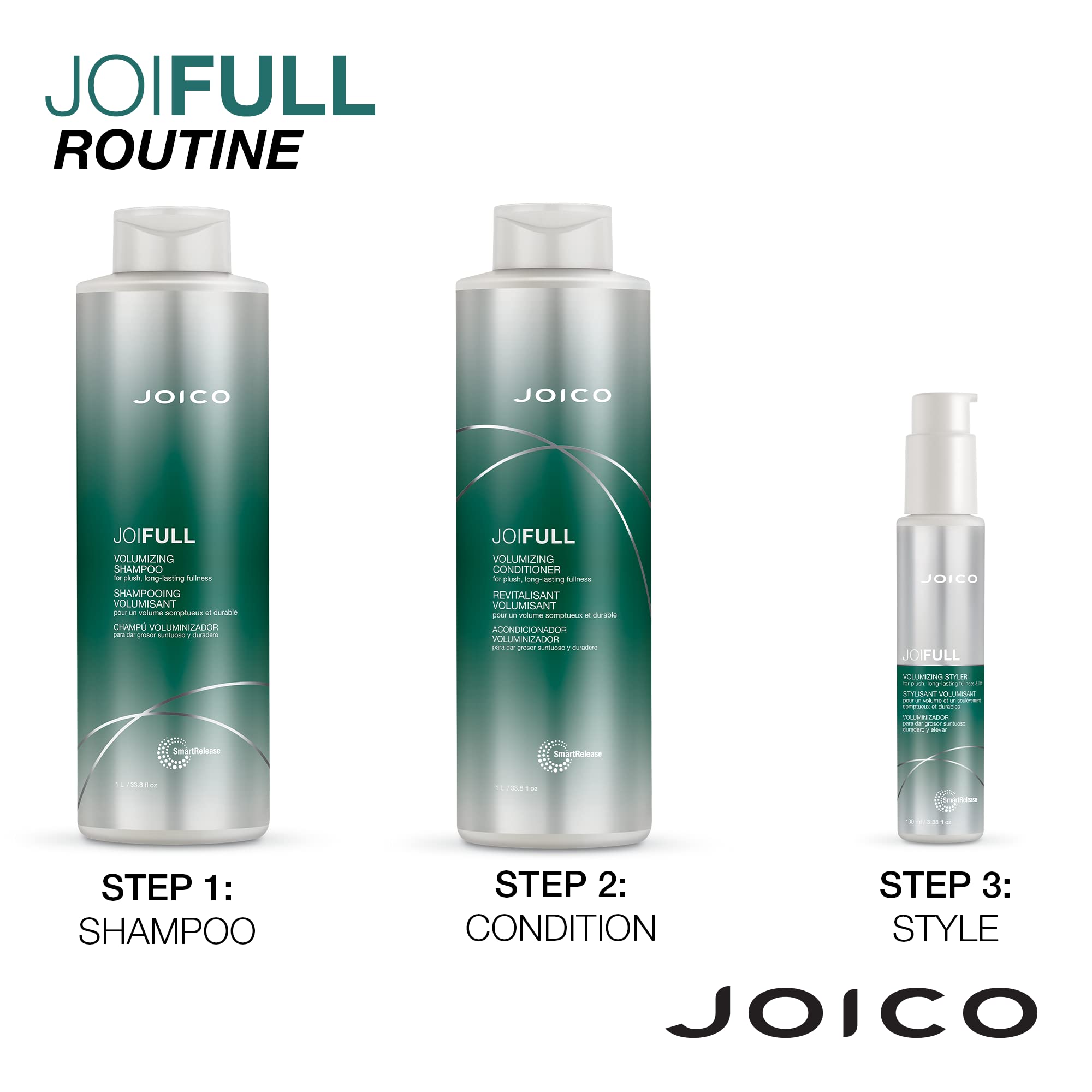 Joico JoiFULL Volumizing Shampoo & Conditioner Set - Fullness, Shine & Lightweight Lift for Fine Hair