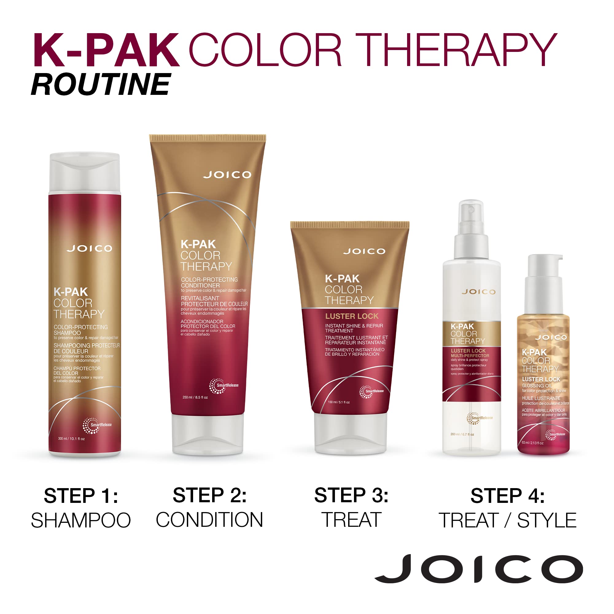 Joico K-PAK Color Therapy Luster Lock Glossing Oil – Color Protection, Shine & Frizz Control (2 x 3.4 oz)