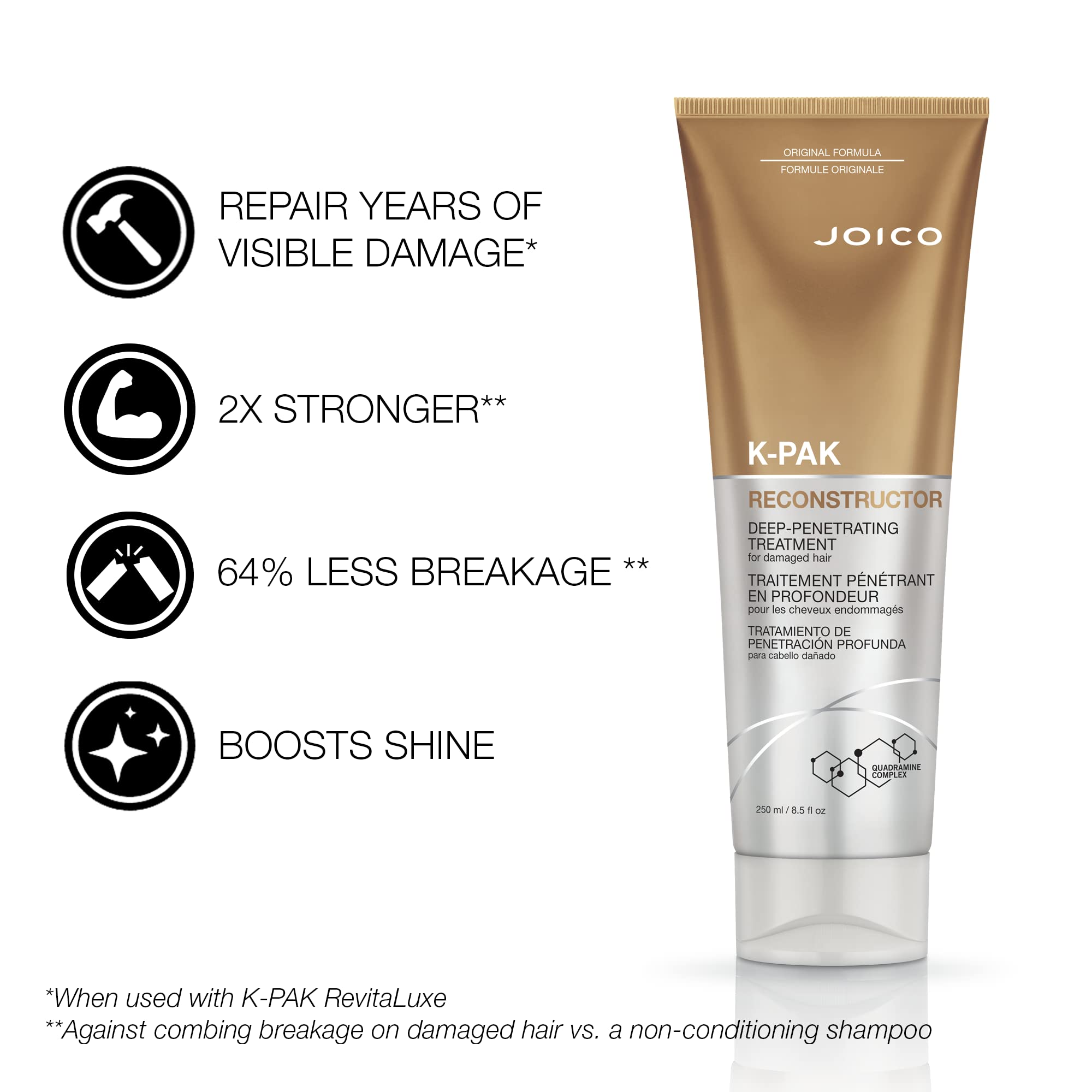 Joico K-PAK Reconstructor Deep-Penetrating Treatment — Repair & Strengthen Damaged Hair (Pack of 2, 8.5 oz each)