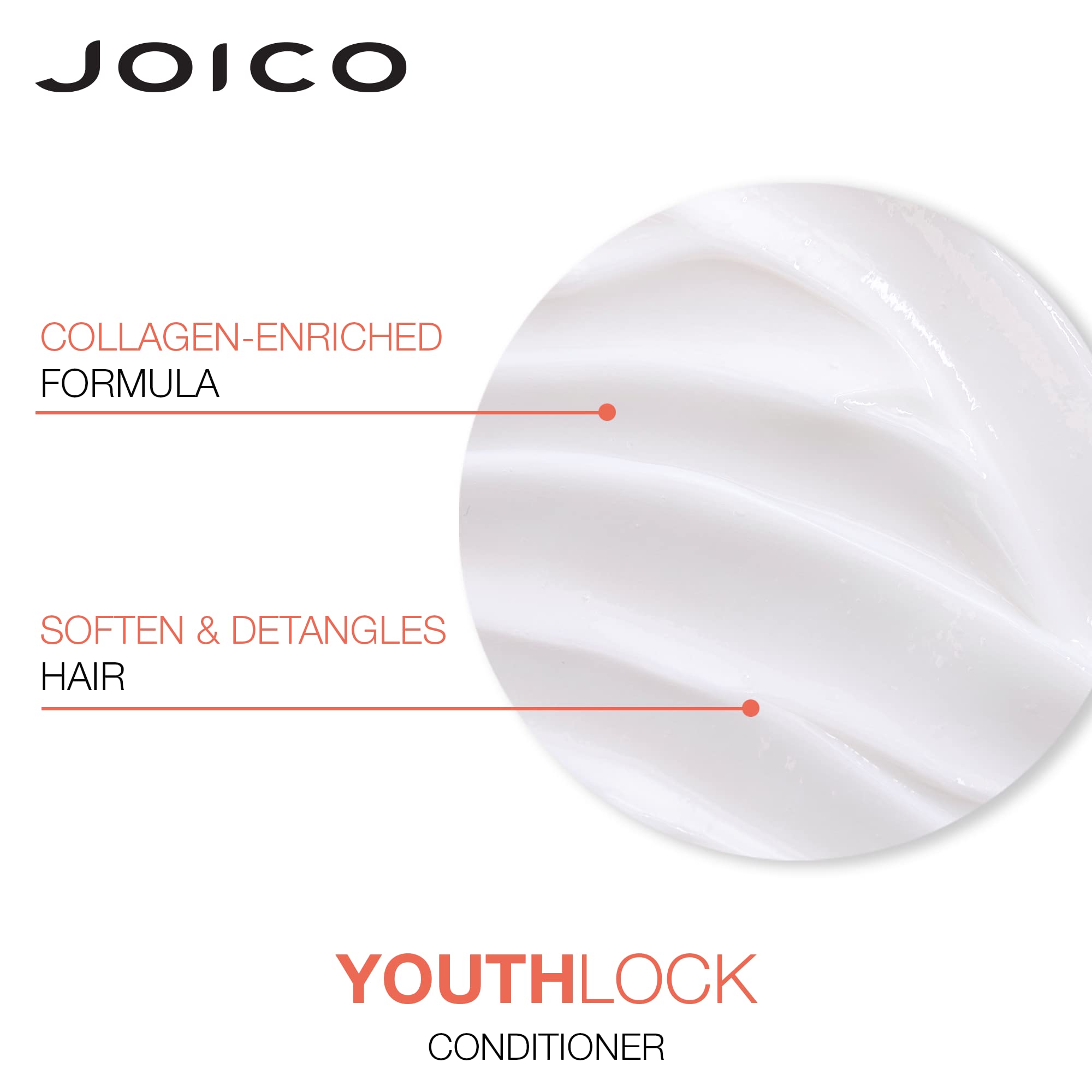 Joico YouthLock Shampoo & Conditioner Set with Collagen – Sulfate-Free, Frizz & Breakage Protection (10.1 oz x 2)