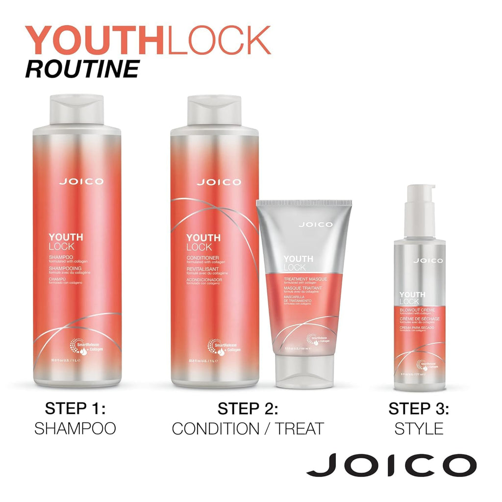 Joico YouthLock Shampoo & Conditioner with Collagen – SLS/SLES Free (33.8 oz x2)
