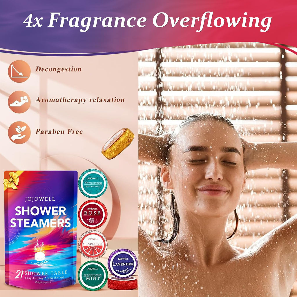 JoJowell Shower Steamers Aromatherapy – 21-Piece Gift Set for Her | Valentines, Birthday, Self-Care