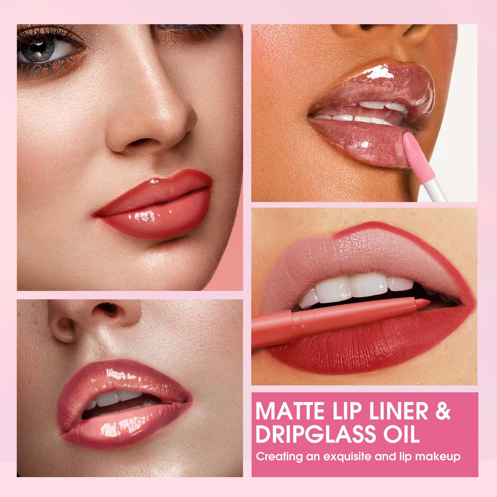 Jolilab Matte Lip Liner Lip Oil Set – 12 Colors, Hydrating, Long-Lasting & Cruelty-Free