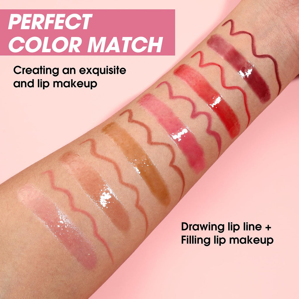Jolilab Matte Lip Liner Lip Oil Set – 12 Colors, Hydrating, Long-Lasting & Cruelty-Free