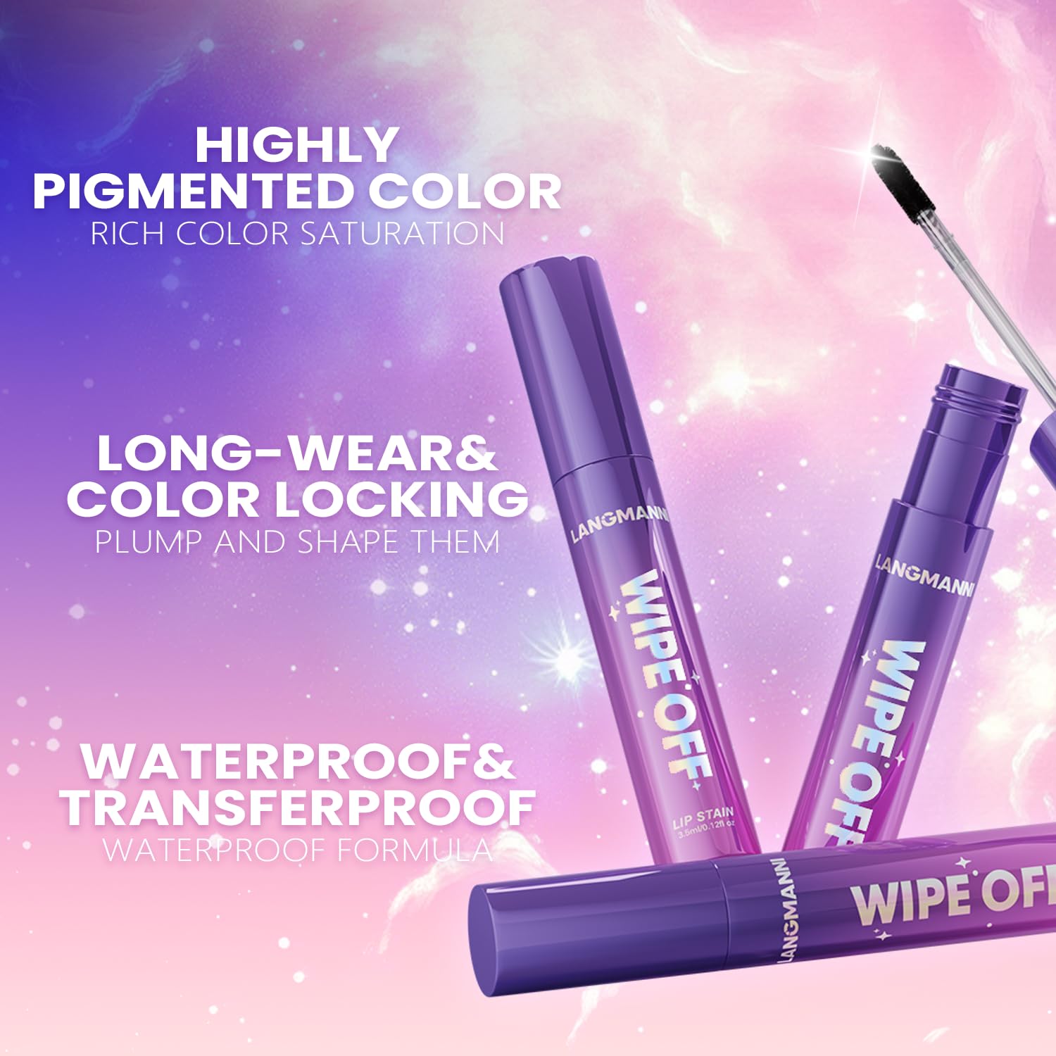 Jolilab Lip Stain Wipe Off – Waterproof Matte Lip Tint, Ultra Long-Lasting Peel-Off (3-Shade Set)