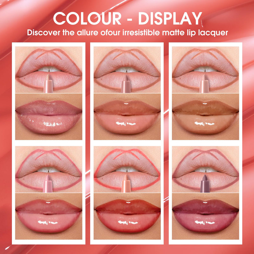 Jolilab Matte Lip Liner Lip Oil Set – 12 Colors, Hydrating, Long-Lasting & Cruelty-Free
