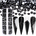 Jollin 3600pcs Flatback Rhinestones – Glass Nail Art Gems (SS4–SS12), Box Jet