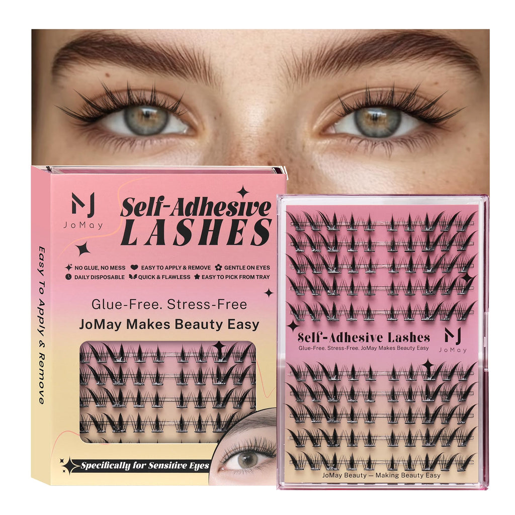 M J JOMAY JoMay Self-Adhesive Eyelashes – No Glue, Pre-Glued Flutter Lite Clusters (10 Pairs)