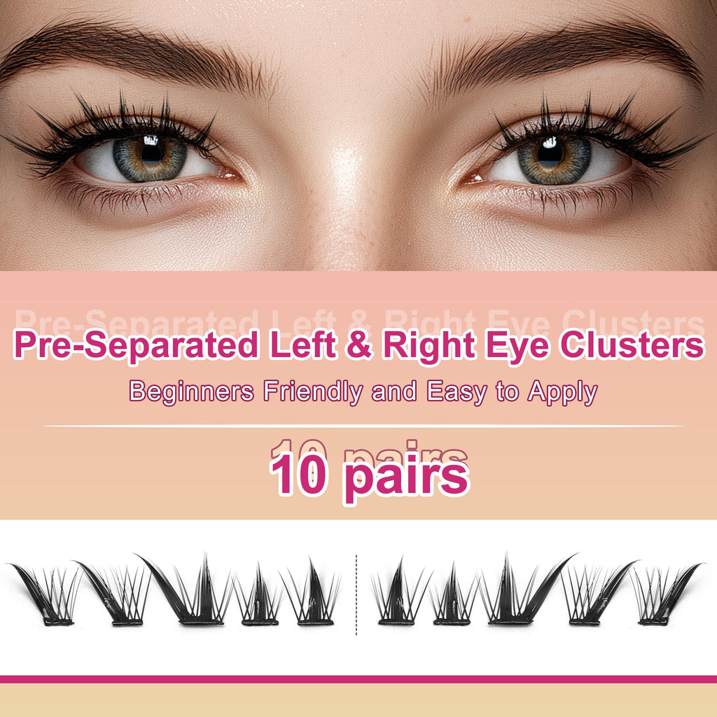 M J JOMAY JoMay Self-Adhesive Eyelashes – No Glue, Pre-Glued Flutter Lite Clusters (10 Pairs)