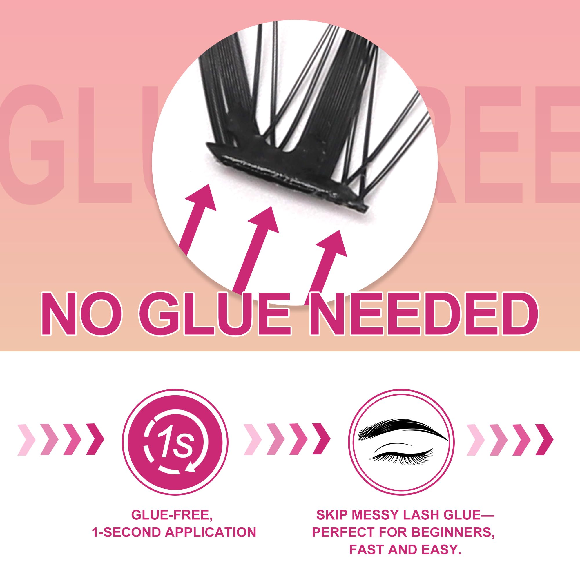 M J JOMAY JoMay Self-Adhesive Eyelashes – No Glue, Pre-Glued Flutter Lite Clusters (10 Pairs)
