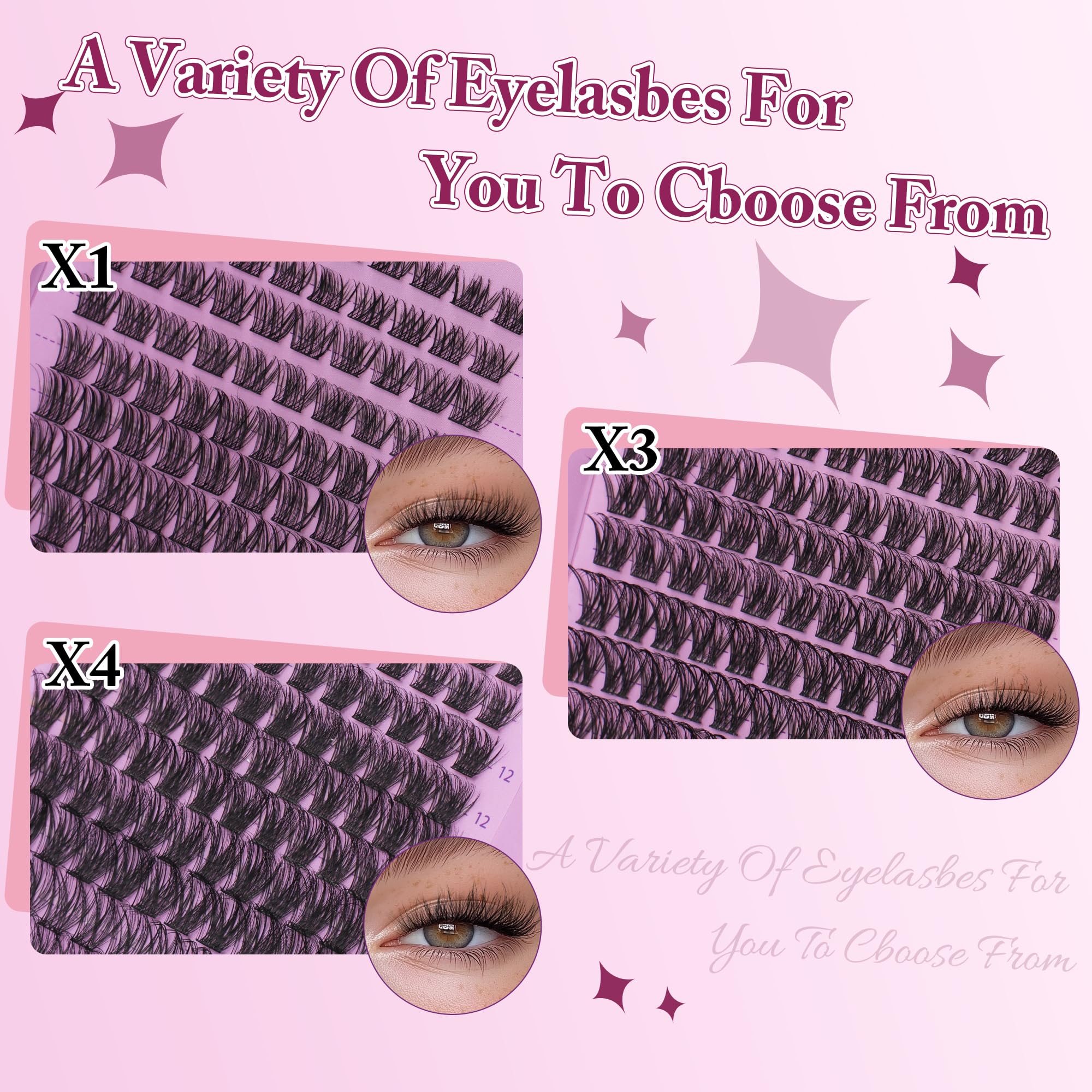 M J JOMAY Lash Clusters Kit – DIY Wispy Lashes, D Curl 10-18mm, Waterproof Hold