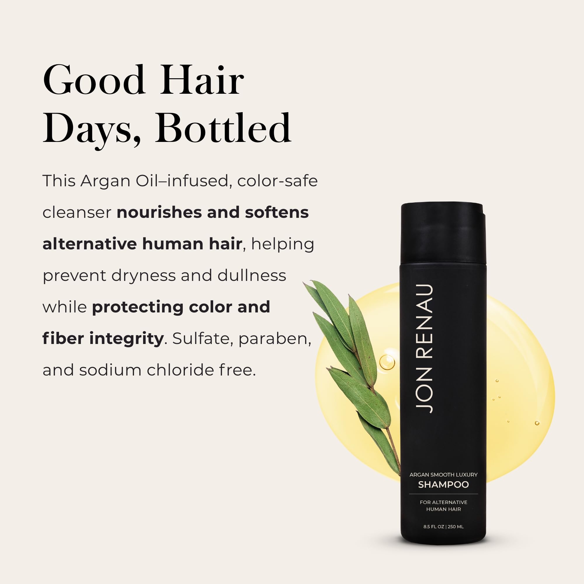 Jon Renau Argan Smooth Luxury Shampoo – Gentle Hydrating Cleanser for Wigs