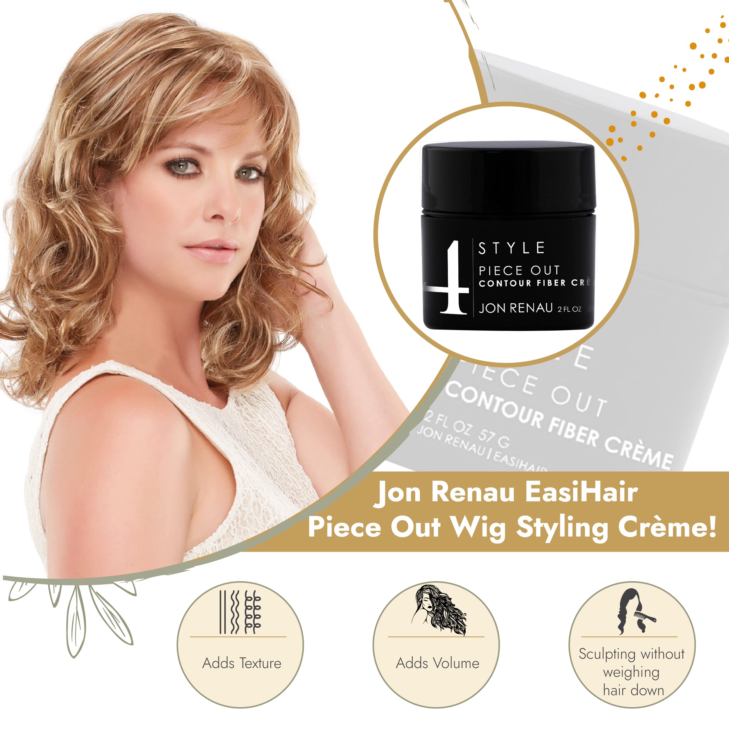 Jon Renau Piece Out Contour Fiber Crème – Wig Styling Cream, 2 oz
