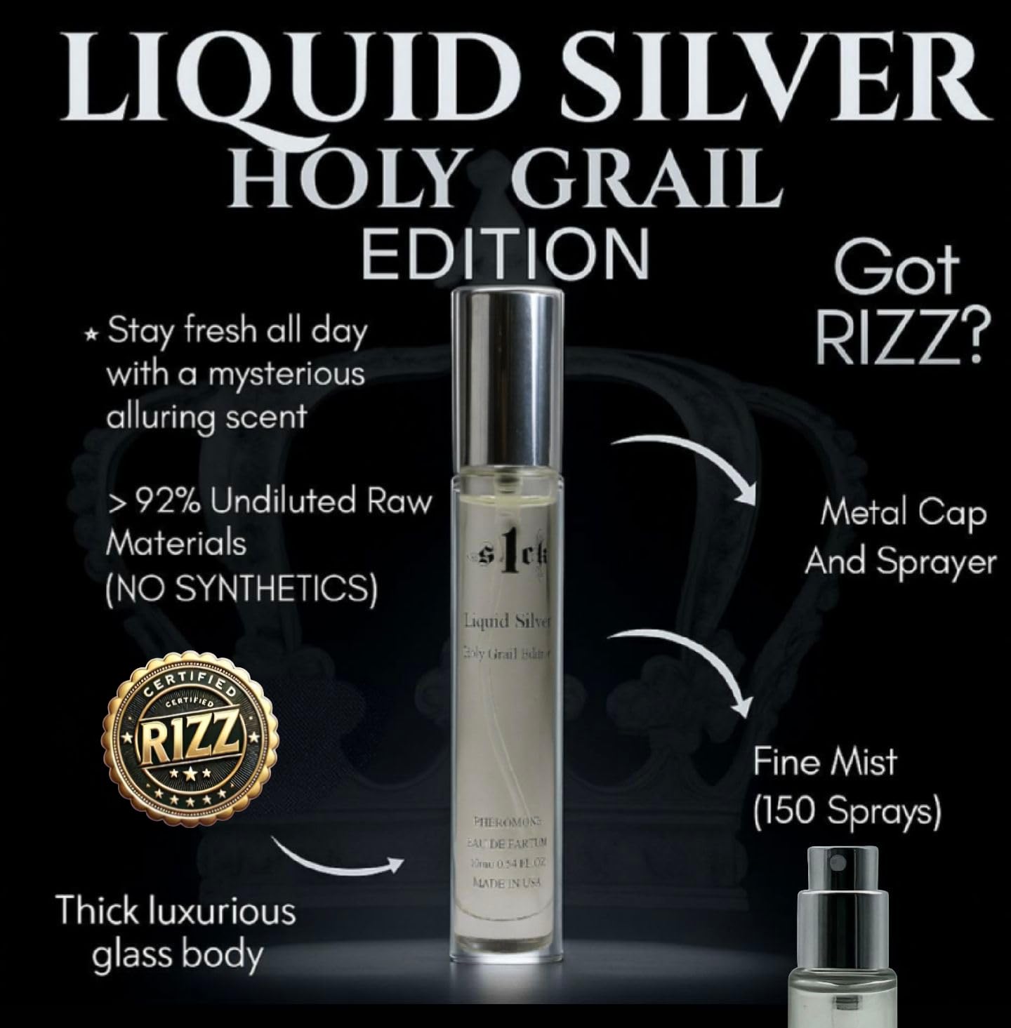 Jonny Truelove S1CK - Liquid Silver Holy Grail Edition Pheromone Cologne for Men | USA-Made