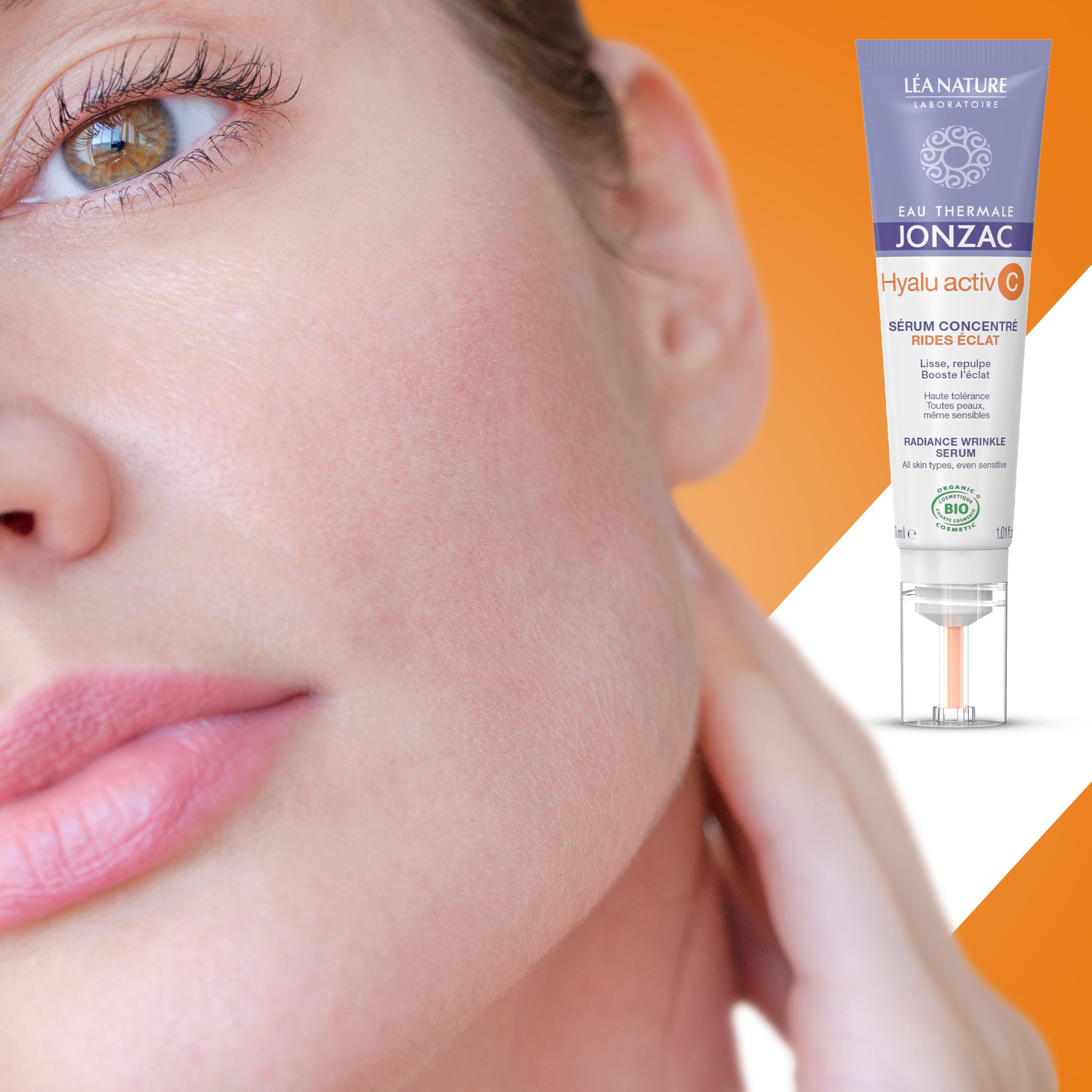 JONZAC Eau Thermale Hyalu Activ C Serum – Vitamin C 5x More Stable + Hyaluronic Acid for Face & Eyes