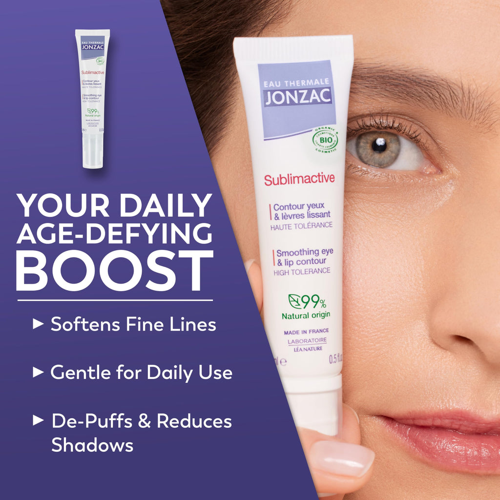 JONZAC Sublimactive Organic Eye & Lip Contour Cream – Anti-Aging, Hydration & Puffiness Reduction (0.5 fl oz)