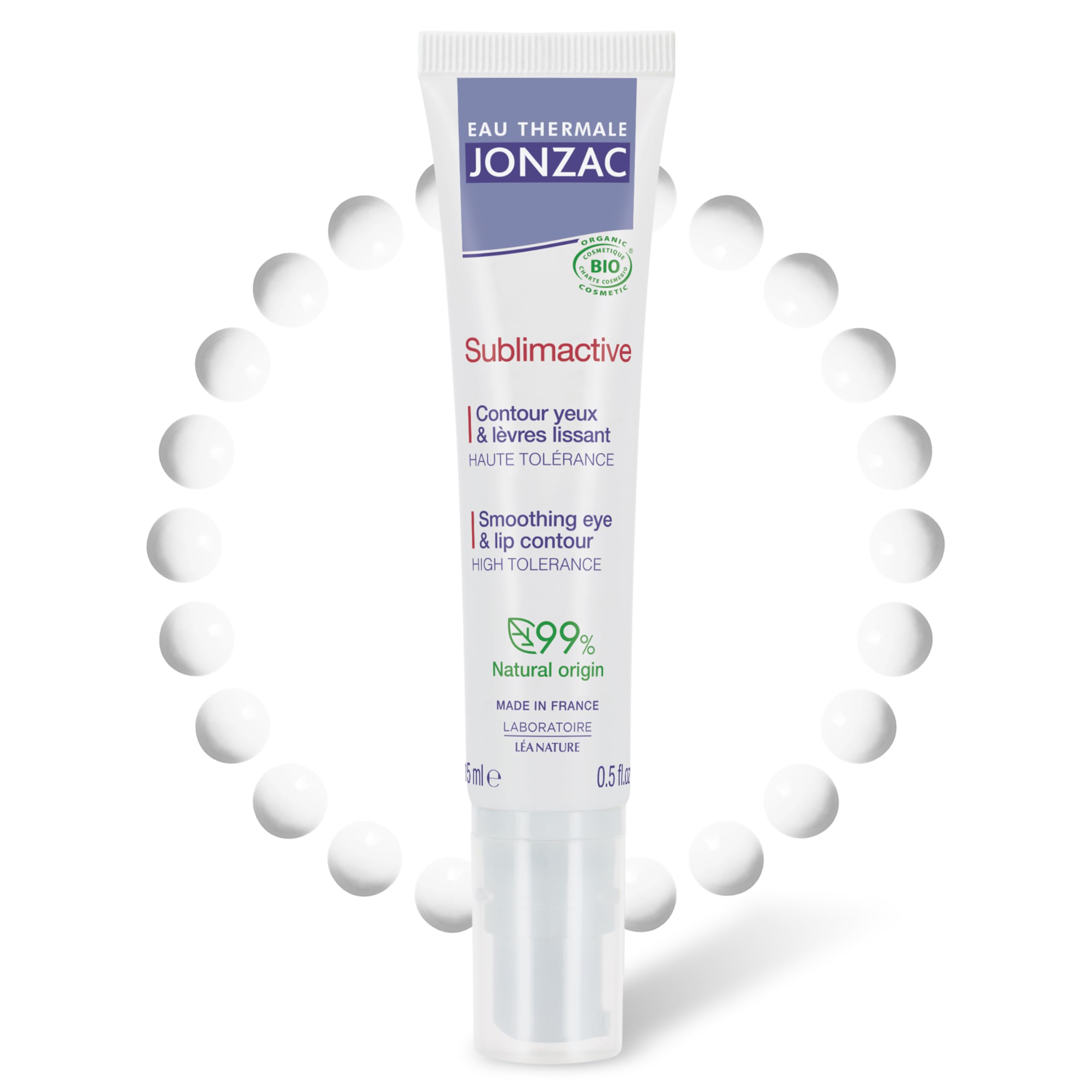JONZAC Sublimactive Organic Eye & Lip Contour Cream – Anti-Aging, Hydration & Puffiness Reduction (0.5 fl oz)