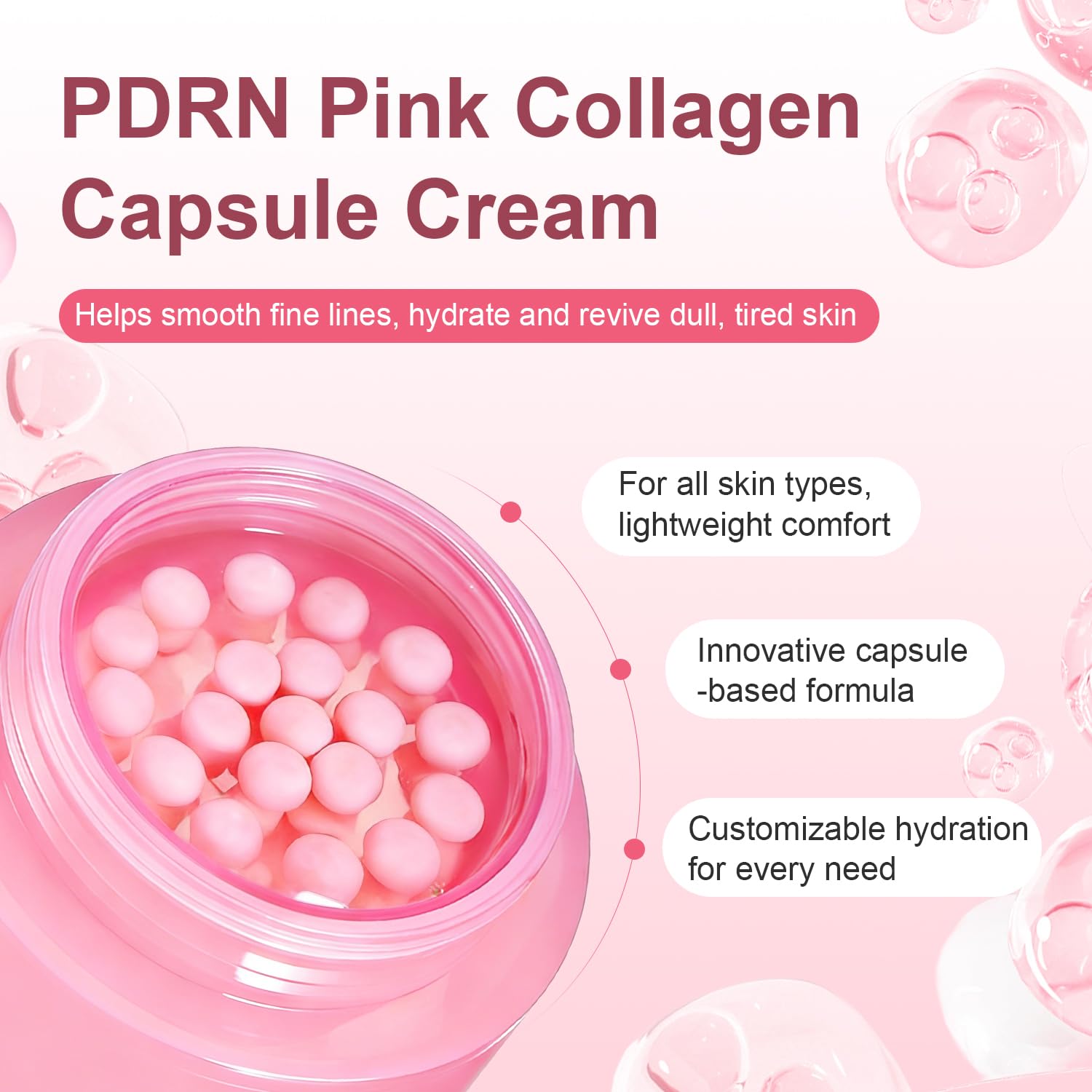 Jorceray PDRN Pink Collagen Capsule Cream – Dual-Texture Barrier Repair Moisturizer with Salmon DNA & 5% Niacinamide | 2oz