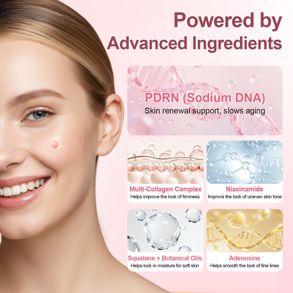 Jorceray PDRN Pink Collagen Capsule Cream – Dual-Texture Barrier Repair Moisturizer with Salmon DNA & 5% Niacinamide | 2oz