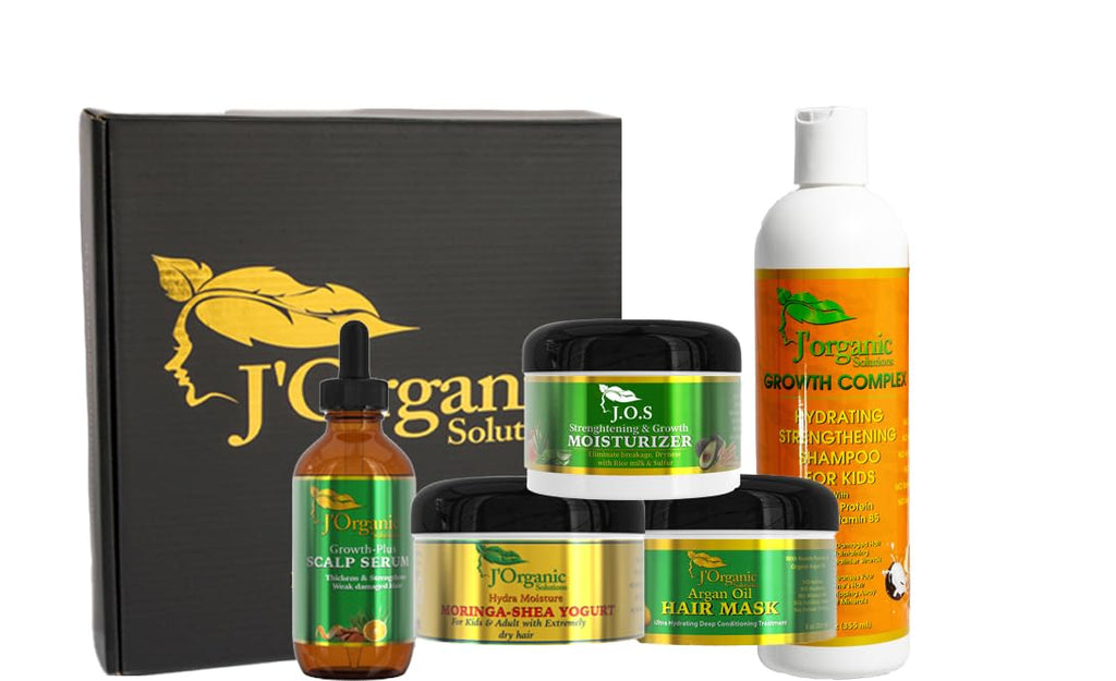 J'Organic Solutions Adult Super Healthy Hair Growth Kit – Growth Moisturizer, Hydrating Shampoo, Argan Oil Hair Mask, Growth-Plus Serum, Moringa-Shea Yogurt