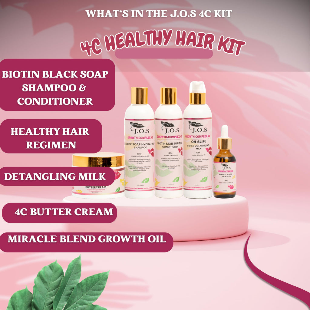 J'Organic Solutions Kid's 4C Hair Kit – Moisturizer, Growth Oil, Detangler, Shampoo & Conditioner