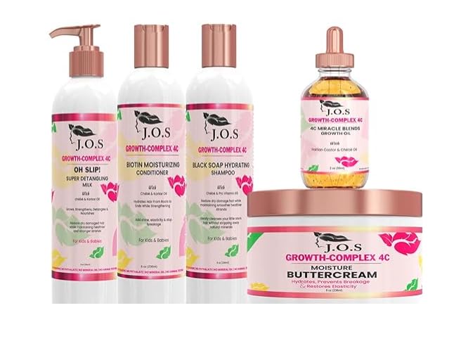 J'Organic Solutions Kid's 4C Hair Kit – Moisturizer, Growth Oil, Detangler, Shampoo & Conditioner