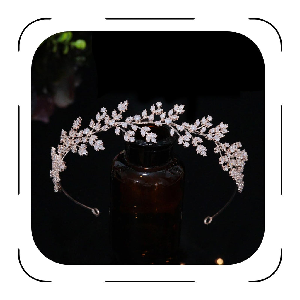Jorsnovs Full Cubic Zirconia Wedding Headbands – Rose Gold Tiara for Bride, Pageant & Party (E-Rose Gold)