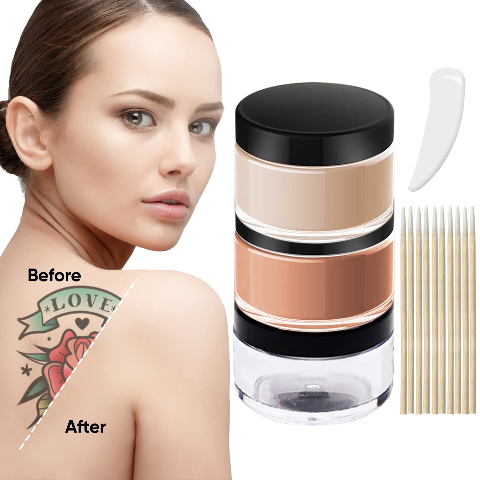 Josera Tattoo Cover Up Makeup Waterproof - 2-Color Full Coverage Concealer for Tattoos, Scars & Dark Spots