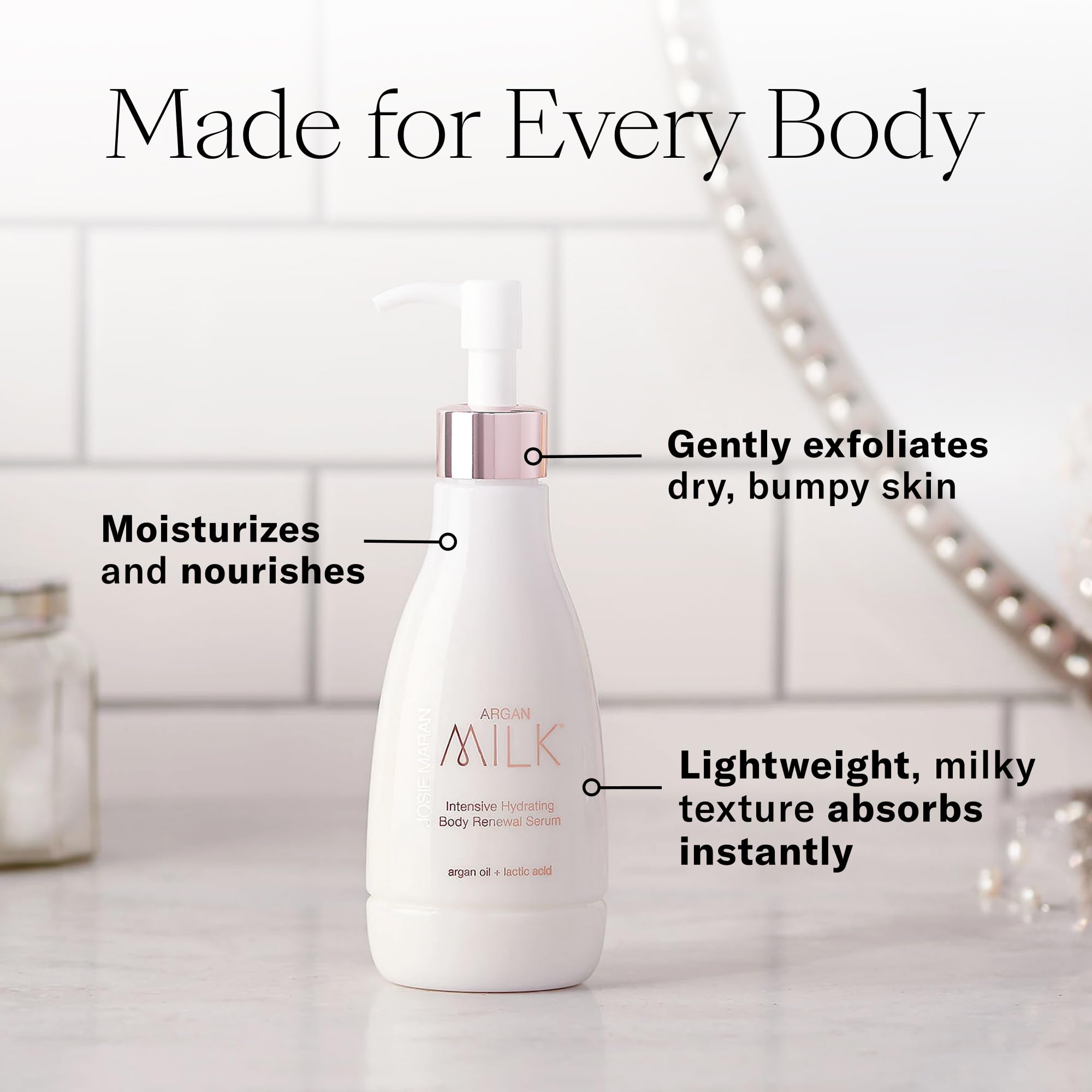 Josie Maran Argan Milk Body Serum | Deep Hydration with Argan Oil & Pineapple Enzymes (13.4 oz)
