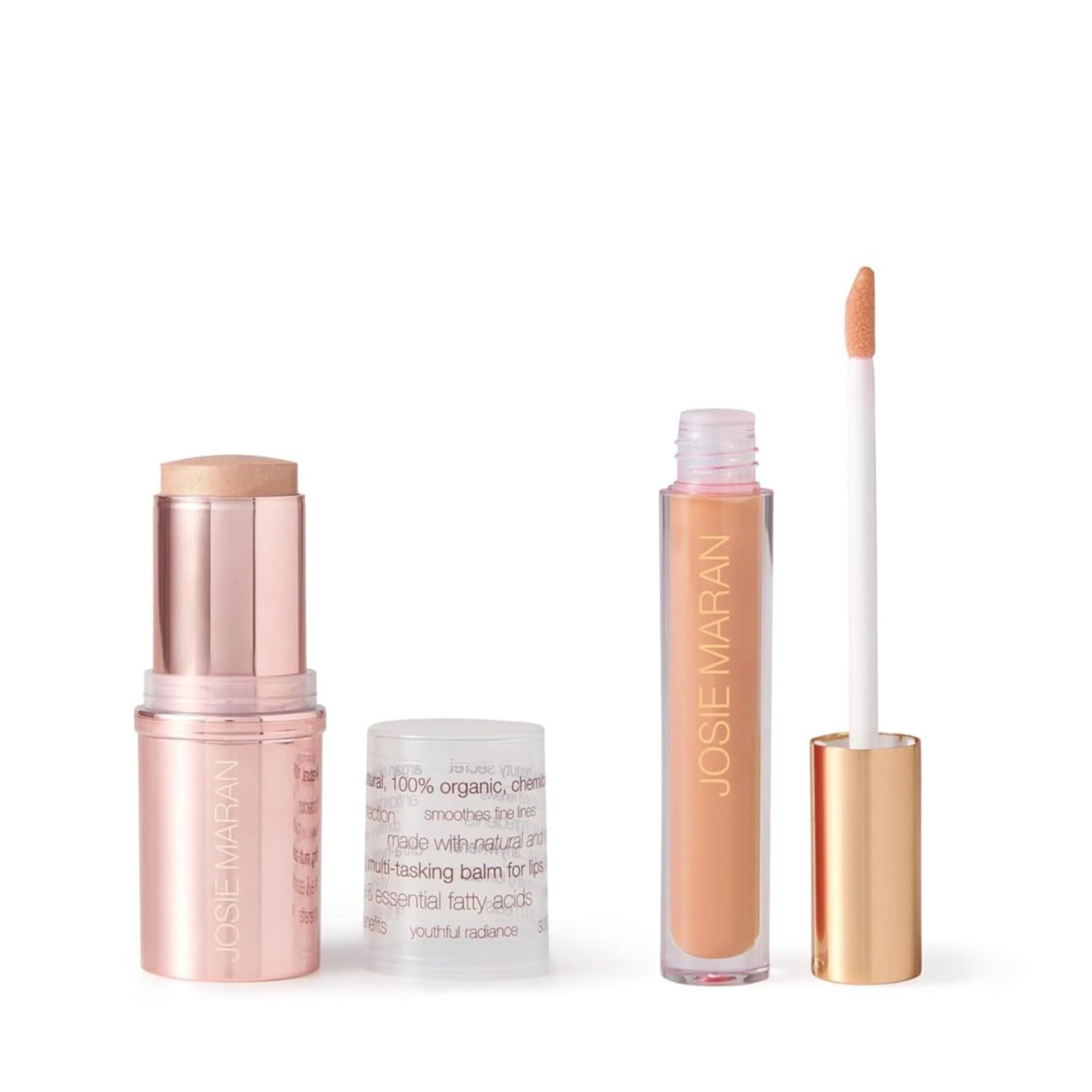 Josie Maran Color Stick & Lip Gloss Set — Argan Oil Makeup Balm for Lips, Cheeks & Eyes
