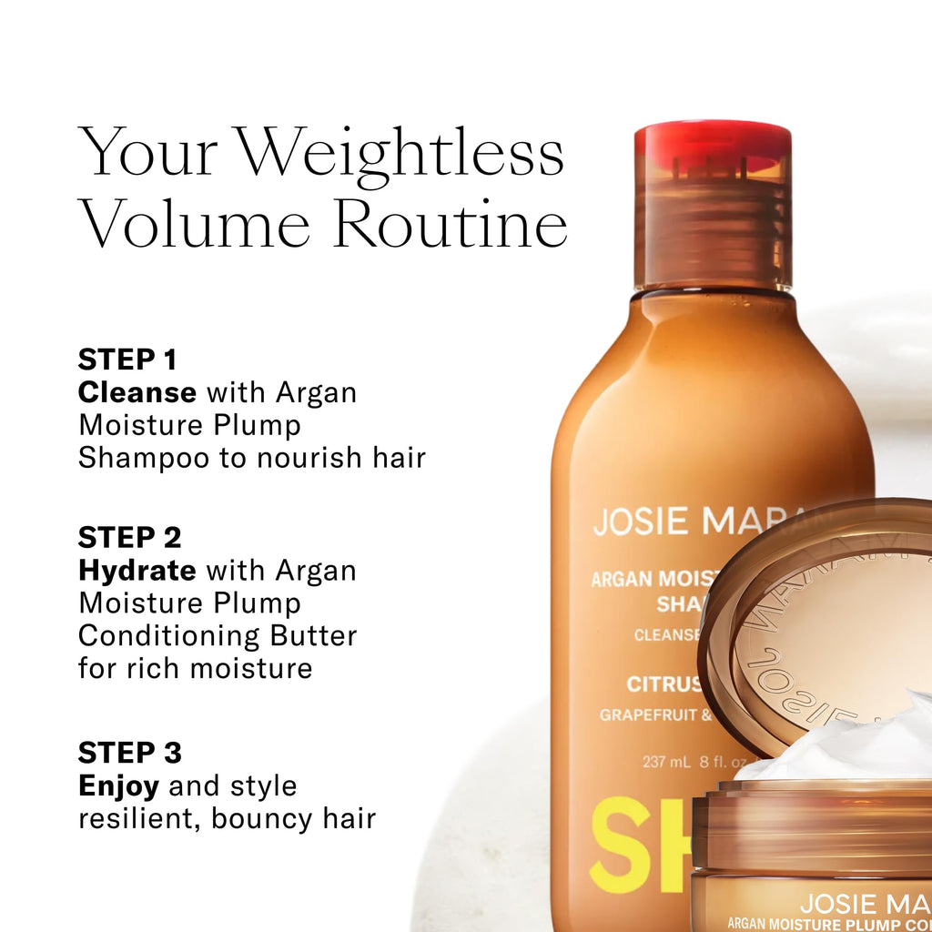Josie Maran Love is in the Hair Kit – Argan Moisture Plump Shampoo & Conditioner Butter (2-Piece Set) | Hydrating & Volumizing