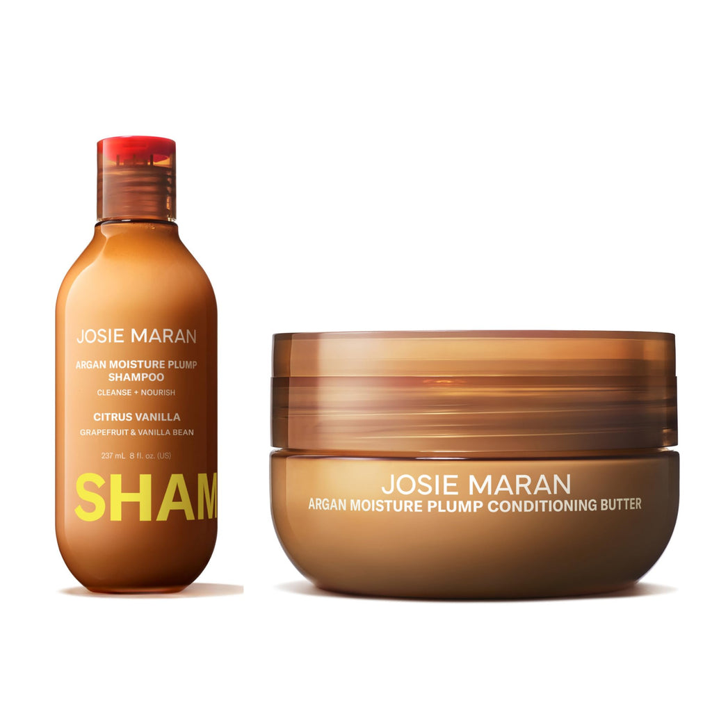 Josie Maran Love is in the Hair Kit – Argan Moisture Plump Shampoo & Conditioner Butter (2-Piece Set) | Hydrating & Volumizing
