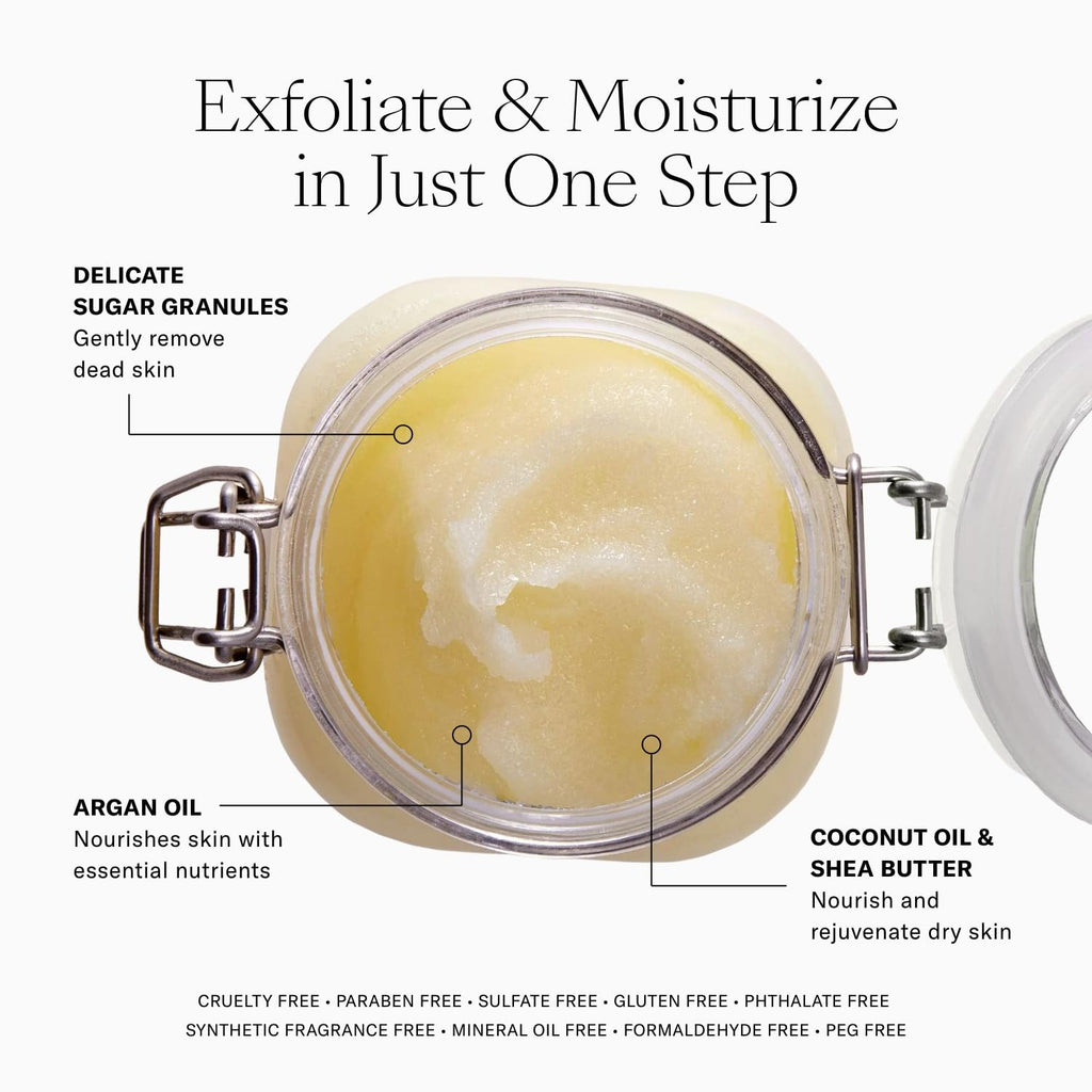 Josie Maran Sugar Body Scrub – Argan Oil Exfoliating Sugar Scrub with Coconut Oil & Shea Butter (10 oz)