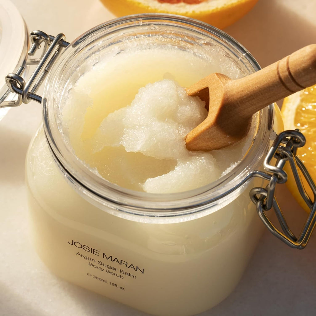 Josie Maran Sugar Body Scrub – Argan Oil Exfoliating Sugar Scrub with Coconut Oil & Shea Butter (10 oz)
