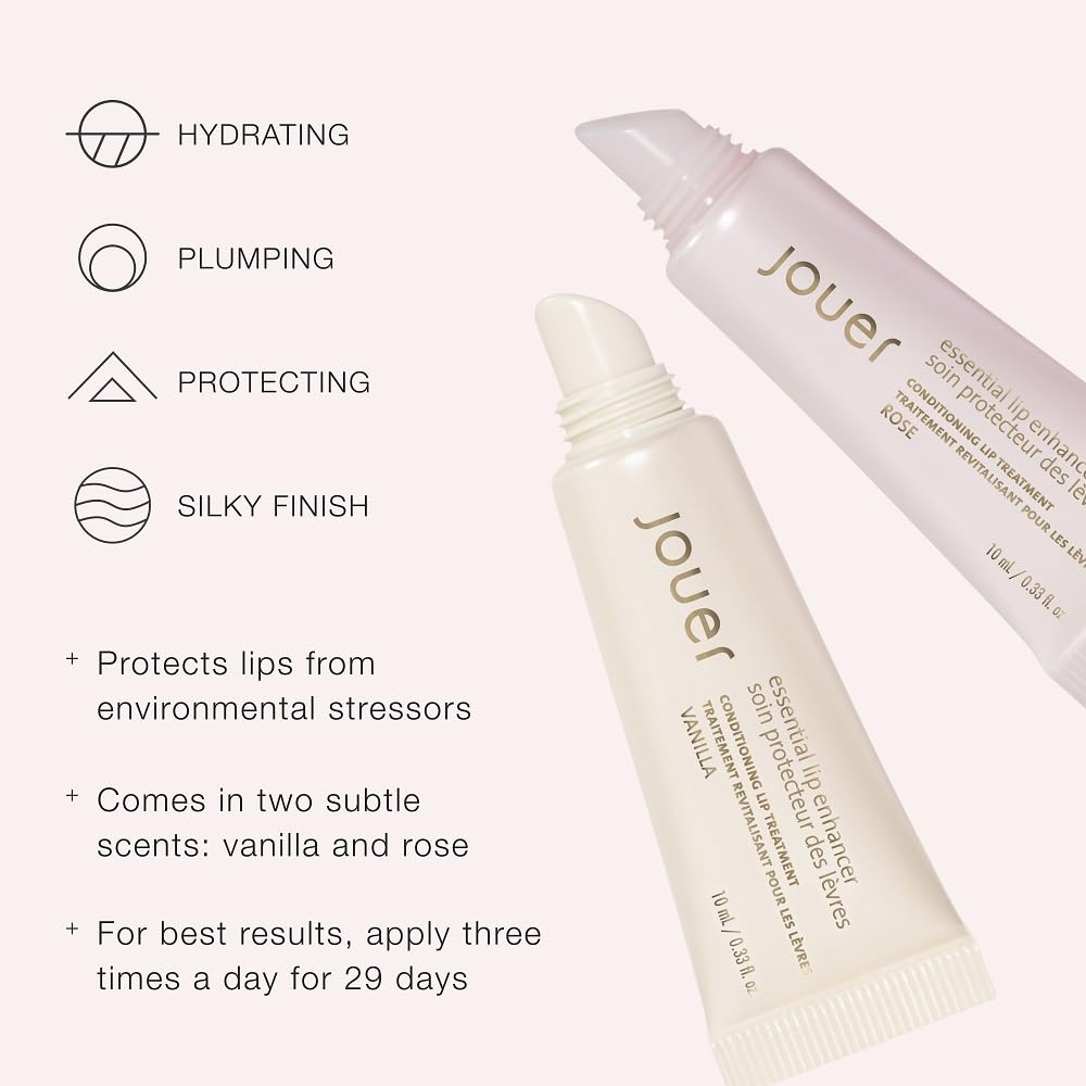 Jouer Essential Vegan Lip Enhancer – Plumping Lip Gloss with Vanilla Scent