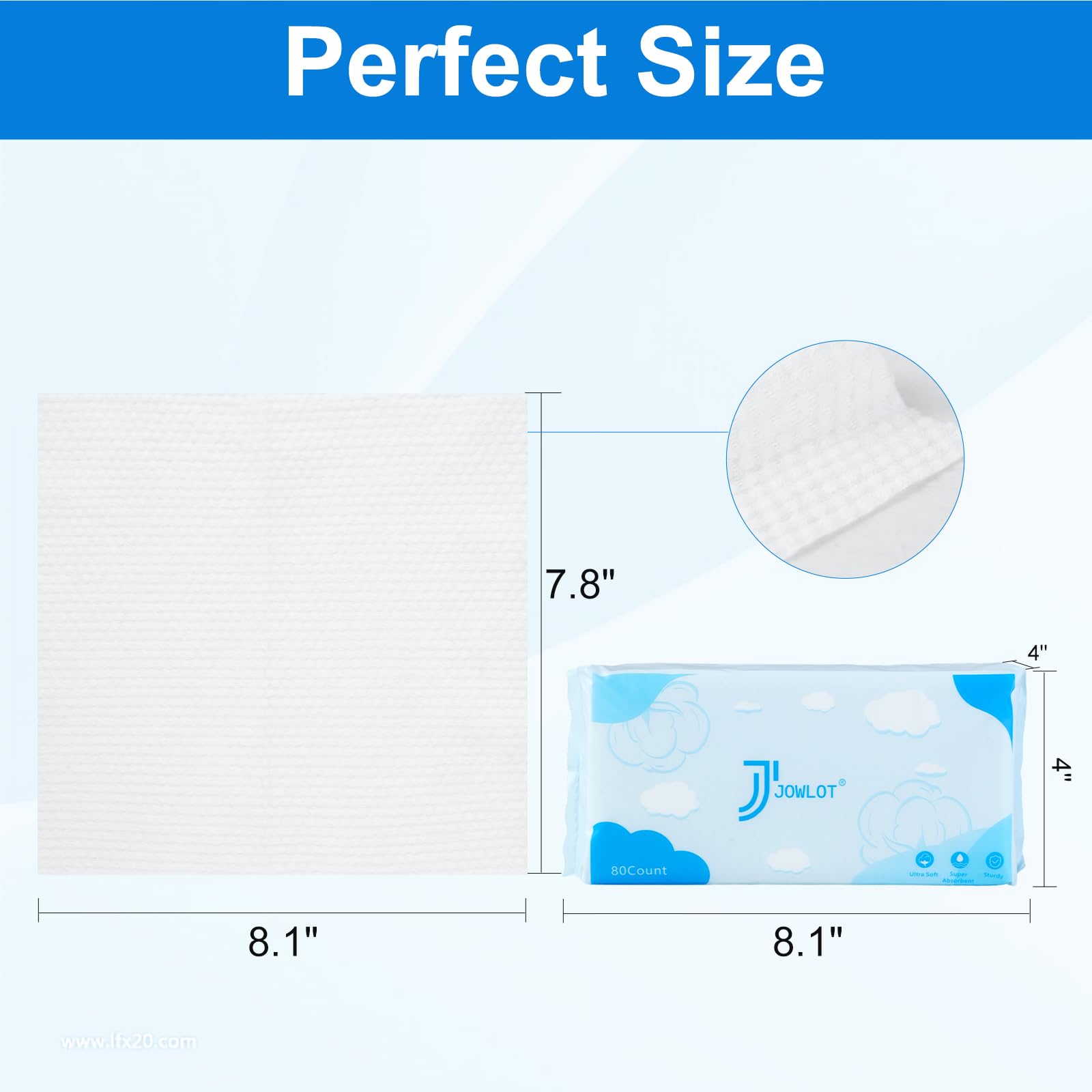JOWLOT Disposable Face Towels – 240 Count Ultra-Soft 100% Cotton for Sensitive Skin