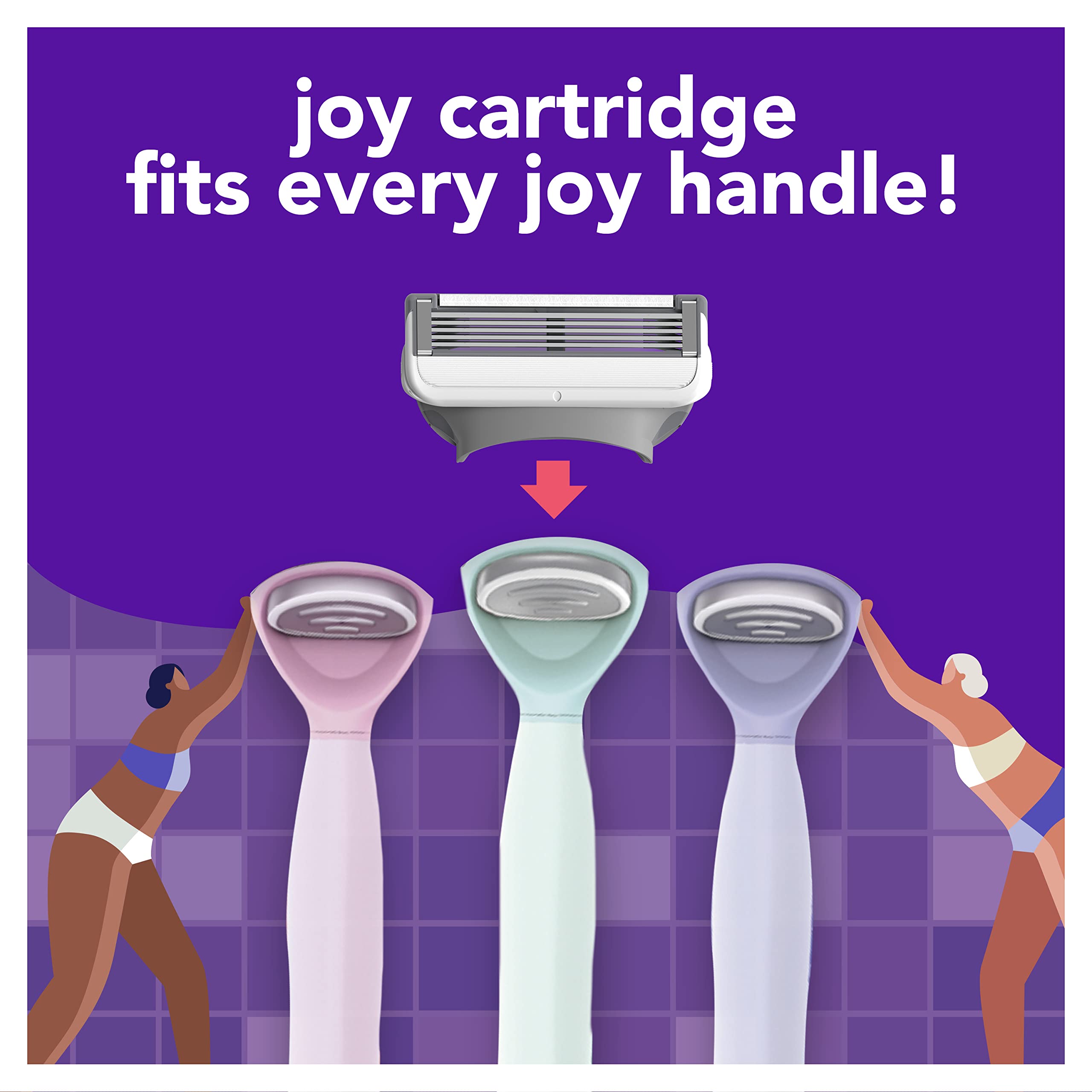 JOY Women’s Razor Blade Refills - 8 Count (Purple) with Lubrastrip